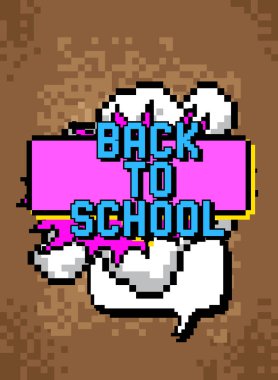 Geometrik grafik arkaplanı olan resmedilmiş kelimeye dönelim. Vektör çizgi film illüstrasyonu.