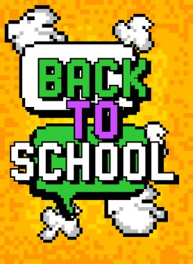 Geometrik grafik arkaplanı olan resmedilmiş kelimeye dönelim. Vektör çizgi film illüstrasyonu.