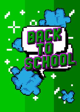 Geometrik grafik arkaplanı olan resmedilmiş kelimeye dönelim. Vektör çizgi film illüstrasyonu.