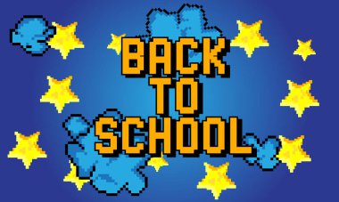 Geometrik grafik arkaplanı olan resmedilmiş kelimeye dönelim. Vektör çizgi film illüstrasyonu.