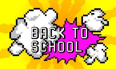 Geometrik grafik arkaplanı olan resmedilmiş kelimeye dönelim. Vektör çizgi film illüstrasyonu.