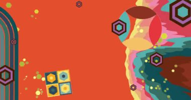 70 'lerin Retro Arkaplan animasyonu ile Groovy 1970' lerin sanat videosu. Minimalist Vintage tasarımı, eski moda renk çizimi.