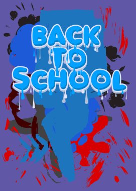 Okul Graffiti etiketine dönelim. Soyut modern sokak sanatı dekorasyonu kentsel resim tarzında gerçekleştirildi.