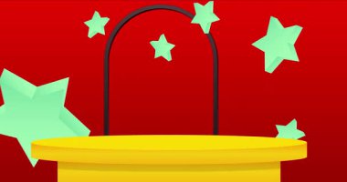 Mokup ürün animasyon, silindir kaide podyumu. Sunum için sahne gösterisi videosu.