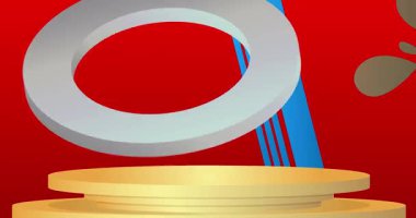 Mokup ürün animasyon, silindir kaide podyumu. Sunum için sahne gösterisi videosu.