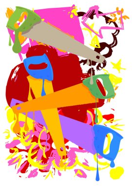 Grafiti gördüm. Soyut modern sokak sanatı dekorasyonu kentsel resim tarzında gerçekleştirildi.