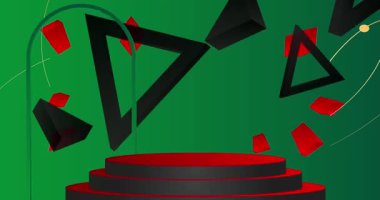 Mokup ürün animasyon, silindir kaide podyumu. Sunum için sahne gösterisi videosu.