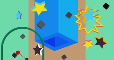 Metin için yeri olan geometrik grafik retro tema arkaplan animasyonu. Asgari geometrik elementler çerçeve video. Reklam için klasik soyut şekiller.