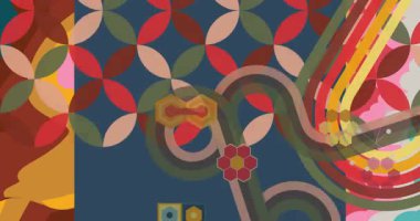 70 'lerin Retro Arkaplan animasyonu ile Groovy 1970' lerin sanat videosu. Minimalist Vintage tasarımı, eski moda renk çizimi.