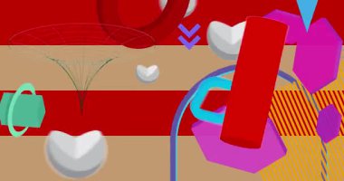 Metin için yeri olan geometrik grafik retro tema arkaplan animasyonu. Asgari geometrik elementler çerçeve video. Reklam için klasik soyut şekiller.