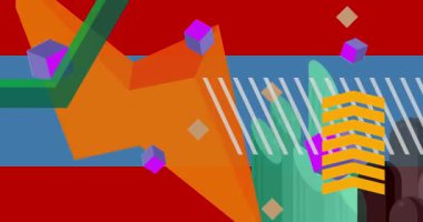 Metin için yeri olan geometrik grafik retro tema arkaplan animasyonu. Asgari geometrik elementler çerçeve video. Reklam için klasik soyut şekiller.