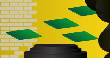 Mokup ürün animasyon, silindir kaide podyumu. Sunum için sahne gösterisi videosu.