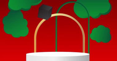 Mokup ürün animasyon, silindir kaide podyumu. Sunum için sahne gösterisi videosu.