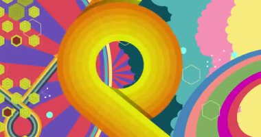 70 'lerin Retro Arkaplan animasyonu ile Groovy 1970' lerin sanat videosu. Minimalist Vintage tasarımı, eski moda renk çizimi.