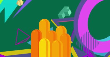 Metin için yeri olan geometrik grafik retro tema arkaplan animasyonu. Asgari geometrik elementler çerçeve video. Reklam için klasik soyut şekiller.