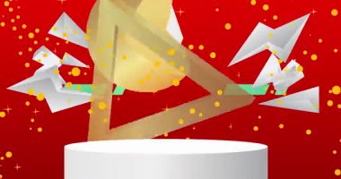 Mokup ürün animasyon, silindir kaide podyumu. Sunum için sahne gösterisi videosu.