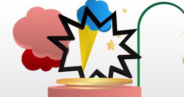 Mokup ürün animasyon, silindir kaide podyumu. Sunum için sahne gösterisi videosu.