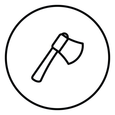 Balta siyah ve beyaz çizgi ikon vektör çizimi bir daire içinde, kereste işi, itfaiyeci, ahşap için web kullanımı için.