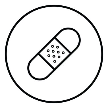 Yara, bakım, sağlık ve eczane için internet kullanımı için bant yardımı, daire şeklinde çizgi simgesi