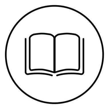 Günlük, kitap, okuma ve eğitim için web kullanımı için, içerideki çemberin kapağına sahip bir kitap satırı simgesi aç
