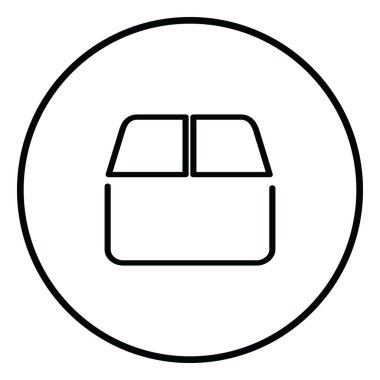 Paketleme, paket, kutu, dağıtım, arşiv, kaydetme için web kullanımı için kapalı karton kutu satırı simgesi daire içinde