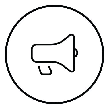 Dikkat, ses, anons, ses, yayın için web kullanımı için megafon hattı iç çemberi simgesi