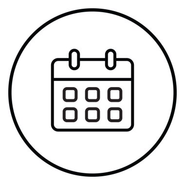 Takvim çizgisi simgesi ile tarihler iç daire, zamanlama, siyah çizgi simgeleri, çizgi simgeleri.