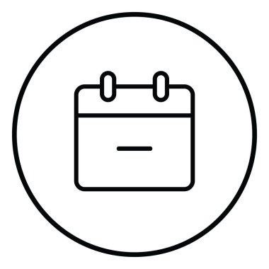 Takvim eksi işaret çizgisi simgesi iç çember, küçült, siyah dış hat, çizgi simgeleri.