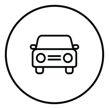 Araç çizgisi simgesi iç daire, otomobil önü, siyah dış hat, çizgi simgeleri.