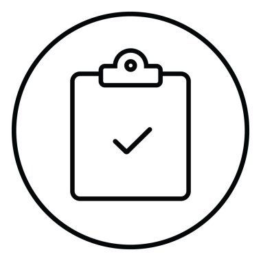 Pano işaretleme çizgisi simgesi iç çember, belge onaylandı, siyah ana hatlar, çizgi simgeleri.