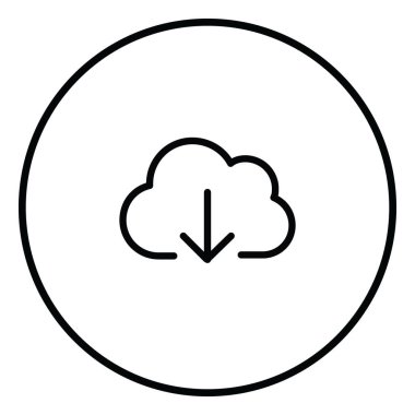 Bulut indirme çizgisi simgesi iç çember, bilgi indir, dosyalar, siyah çizgi simgeleri, çizgi simgeleri.