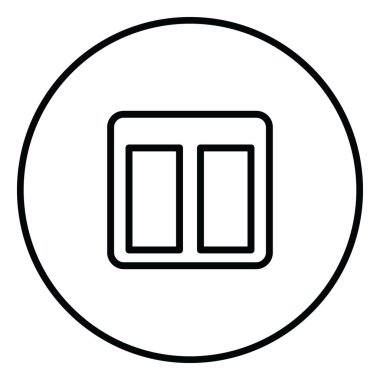 İki sütun satır simgesi iç daire, sütunlar ekran, siyah dış hat, çizgi simgeleri.