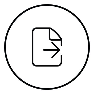 Belge aktarma çizgisi simgesi iç çember, ok sağ, siyah dış hat, çizgi simgeleri.