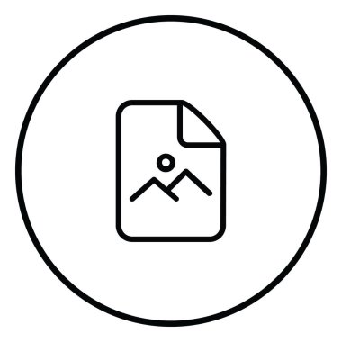 Belge çizgisi simgesi iç çember, manzara, siyah dış hat, çizgi simgeleri.