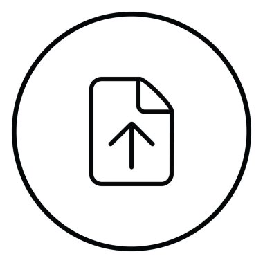 Belge gönderme satırı simgesi iç çember, ok yukarı, siyah dış hat, çizgi simgeleri.