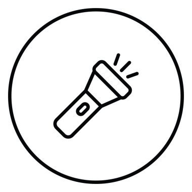 El feneri, lamba, ışık, çizgi simgesi daire çizgisi, el feneri işareti.