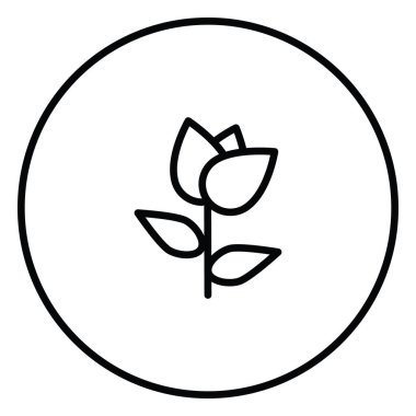 Çember siyah çizgili çiçek simgesi, düğme çizgisi ikon vektör illüstrasyonu, çiçek, çiçek, yeşil, simge şarkı ve sembolleri