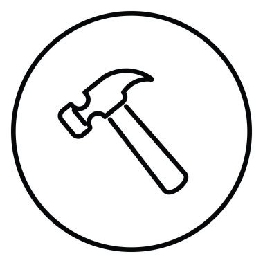 Çekiç simgesi, yapı aracı, daire çizimi, siyah beyaz çizim düğmesi.