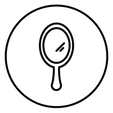 El aynası siyah ve beyaz çizgi ikon vektör çizimi bir daire içinde, yansıma, kibir, makyaj için web kullanımı