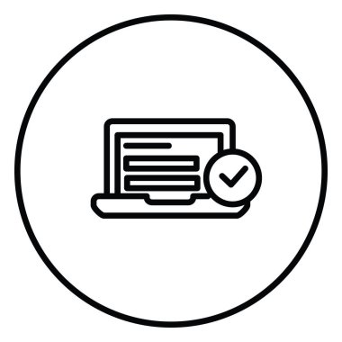 Dizüstü bilgisayar kontrolü gönderildi, çevrimiçi form gönderimi istendi, dizüstü bilgisayar istendi, işaretlendi, siyah ve beyaz çizim düğmesi, vektör illüstrasyonu