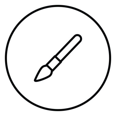 Boya fırçası, daire şeklinde fırça, siyah beyaz çizim düğmesi, vektör illüstrasyonu