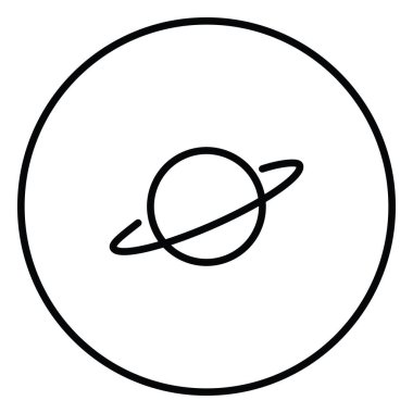 Siyah-beyaz çizgili daire şeklinde bir gezegen, çizgi ikon vektör çizimi, Satürn, gezegen, evren. boşluk