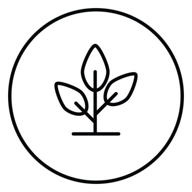 Doğa, yaprak, bitki, tarım ve ekolojik alanlarda web kullanımı için, bir dairede siyah ve beyaz çizgi ikonu vektör çizimi