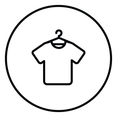 Askı vektör ikonu tişörtü. Taslak vektör simgesi beyaz arkaplan askısında izole edildi, depolama, perakende, giysi için kullanıyoruz.