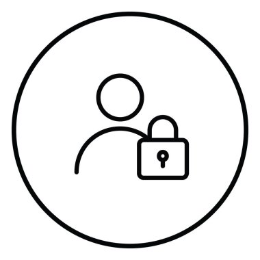 Bloke edilmiş web kullanımı için kullanıcı kilidi işareti, satır simgesi çizimi.