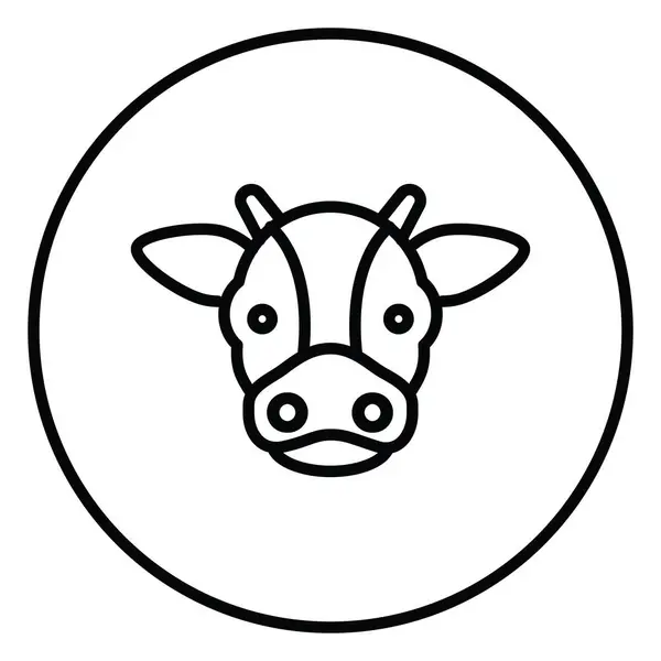 İnek kafası, siyah ve beyaz çizgi vektör çizimi bir daire içinde, web kullanımı için çiftlik, süt