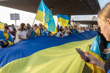 Tel Aviv, İsrail - 20 Mart 2022, Ukrayna 'daki Rus saldırısına karşı protesto