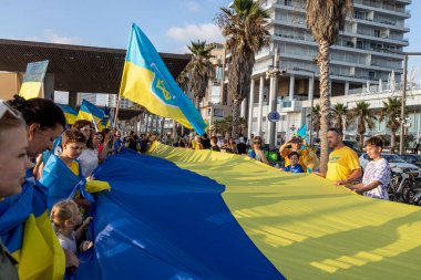 Tel Aviv, İsrail - 20 Mart 2022, Ukrayna 'daki Rus saldırısına karşı protesto