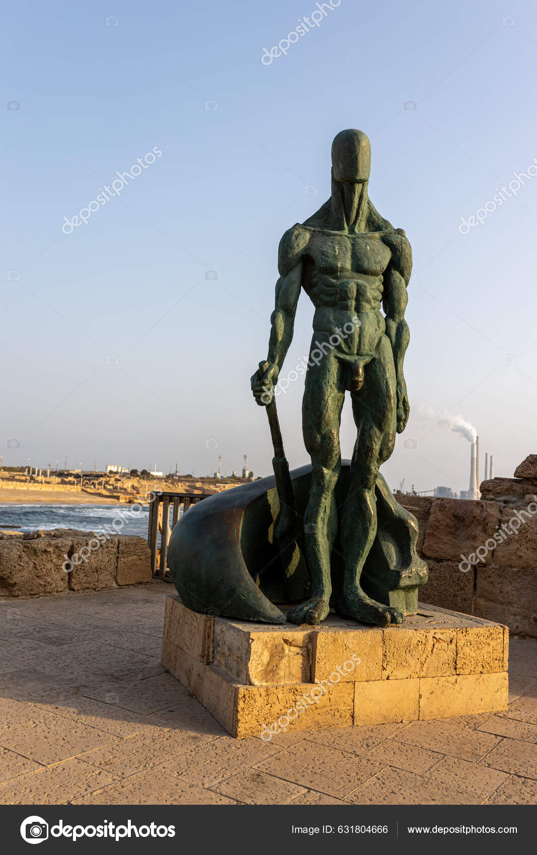 Caesarea Israel September 2022 Statue Naked Man Ancient Caesarea Israel