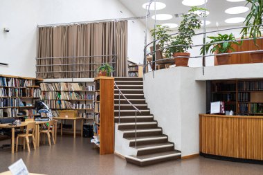 VYBORG, RUSSIA - 28 Nisan 2022: Kütüphane Alvaar Aalto 'dan sonra isimlendirildi. okuma odası